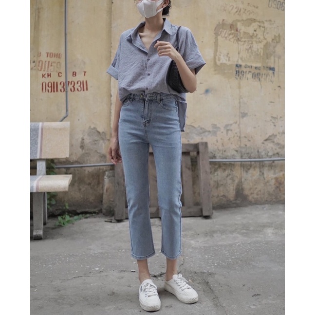 Áo Sơ Mi Kẻ Sọc Nhỏ, Kiểu Dáng Hàn Quốc (theday.clothes)