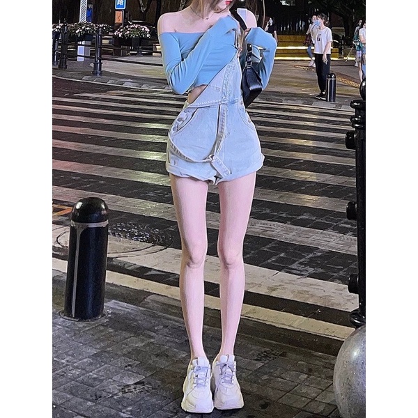 🍊 Quần Yếm Jeans Năng Động Màu Xanh