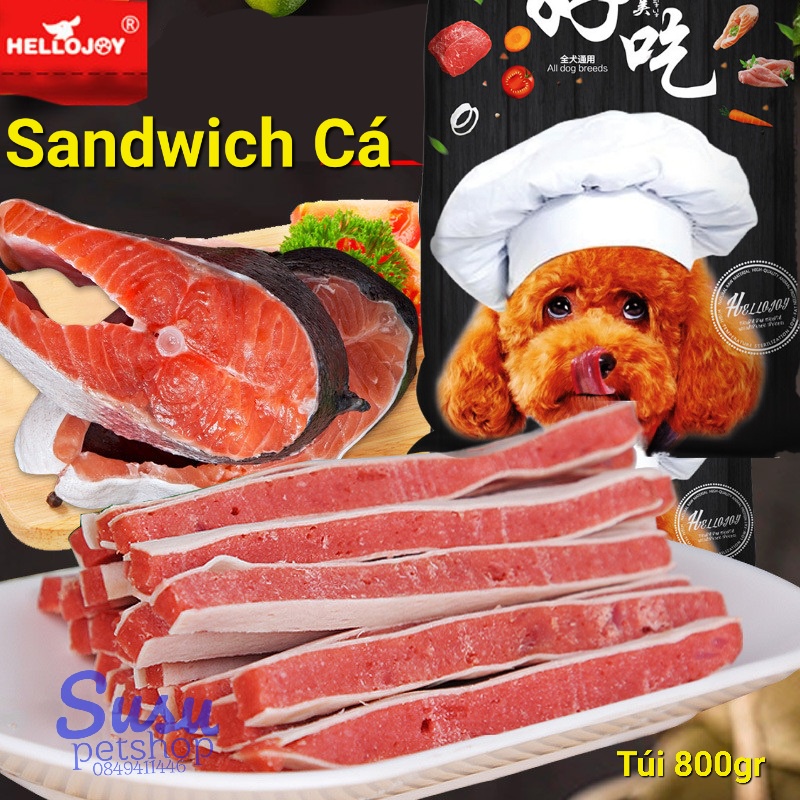 Bánh thưởng Sandwich cá HelloJoy 800gr cho Chó