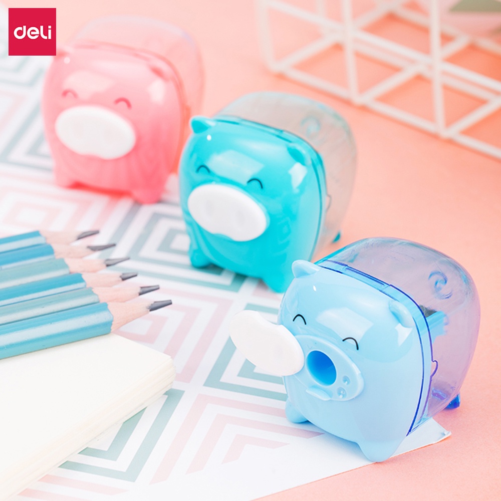 Dụng cụ gọt bút chì gỗ UARELIFFE kiểu chú heo màu sắc ngẫu nhiên