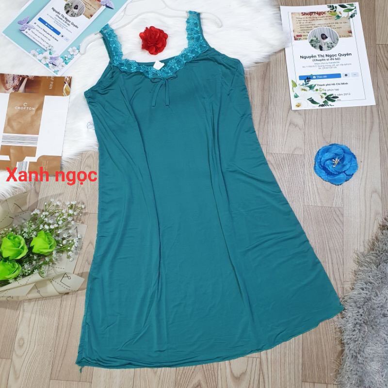 [Video+Ảnh Thật] Đầm Thun Lạnh, Đầm Ngủ Dây Bản Phối Ren | BigBuy360 - bigbuy360.vn