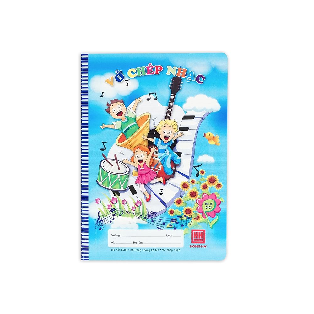 Vở Chép Nhạc School Hồng Hà 0503 - 32 Trang - Mẫu 1 - Màu Xanh