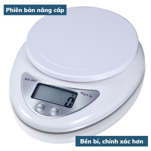 Cân làm bánh mini điện tử nhà bếp định lượng 1-5kg độ chính xác cao làm bánh cao cấp cân thực phẩm kèm 2 viên pin AA