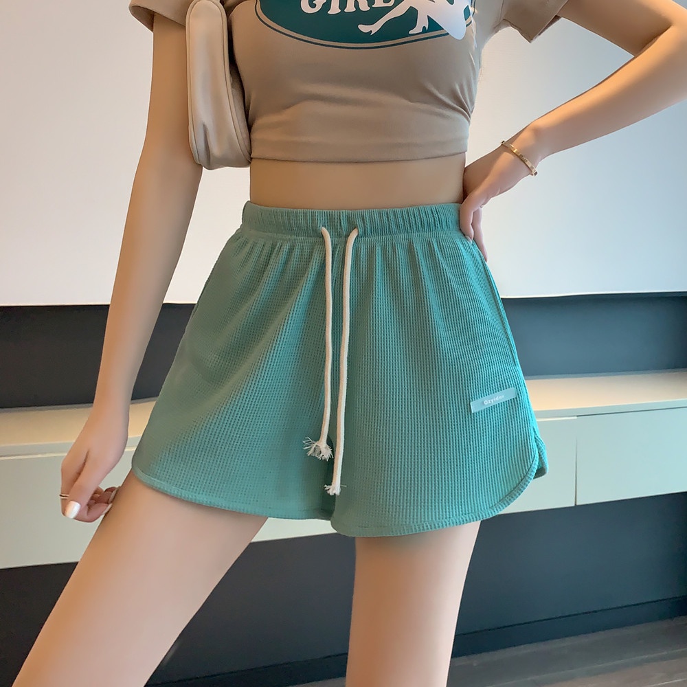 SUXI Quần Short Thể Thao Ống Rộng Lưng Cao Màu Sắc Đơn Giản Cho Nữ