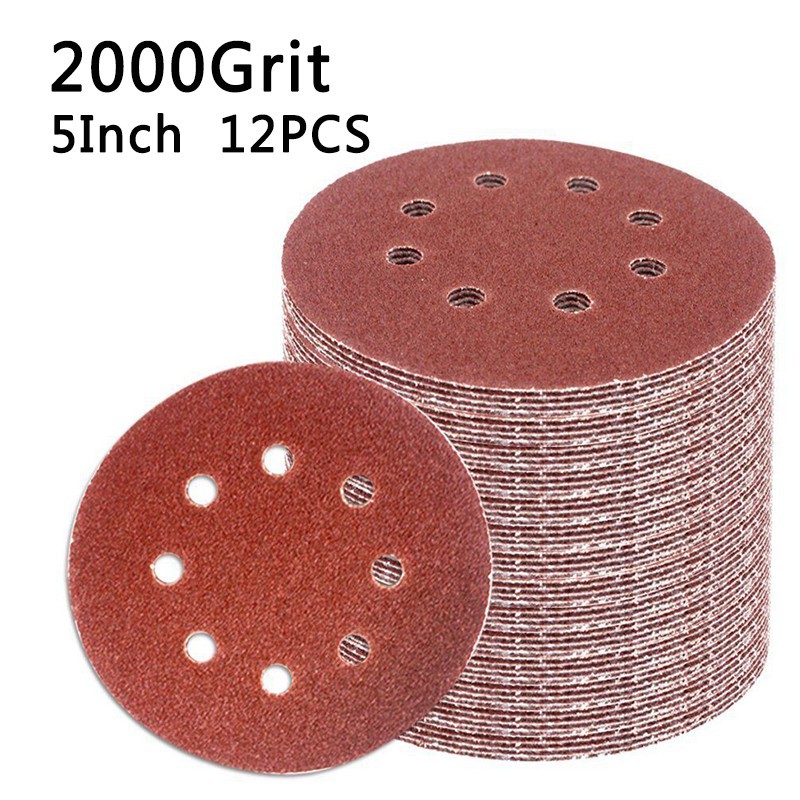 12 Tờ Giấy Nhám Tròn 5 Inch 40-3000 Grit