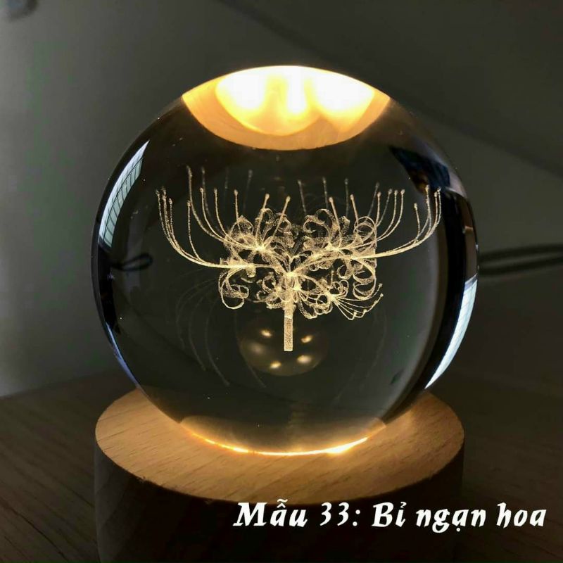 Quả cầu pha lê 3D ánh sáng vàng