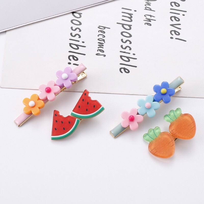 Set 2 kẹp tóc Hoa quả siêu xinh dễ thương bé yêu mã KT14