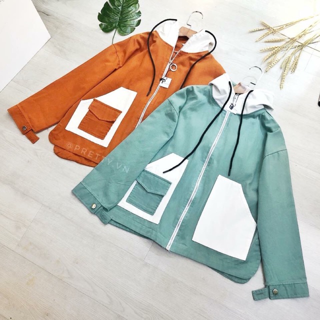 Áo khoác kaki túi trắng | BigBuy360 - bigbuy360.vn