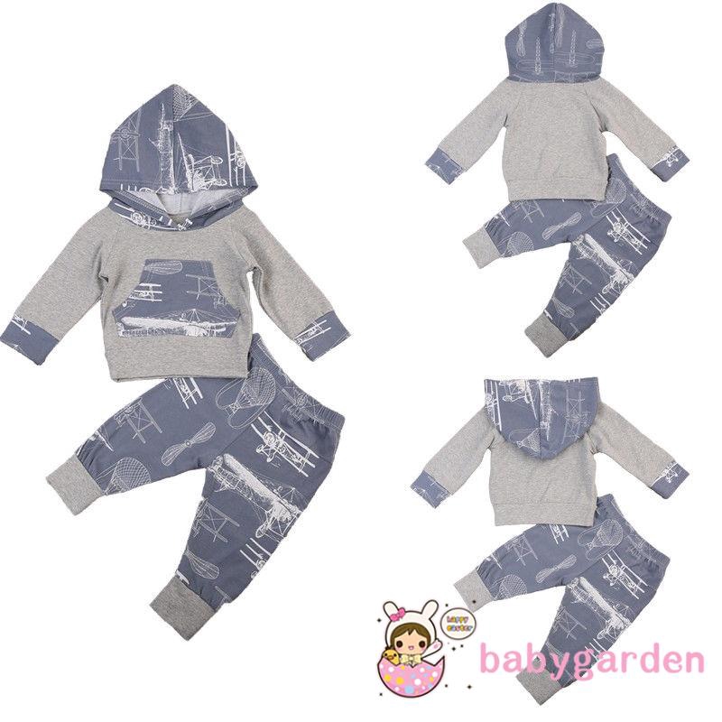 Set áo khoác mũ trùm và quần dài in hình đáng yêu cho bé