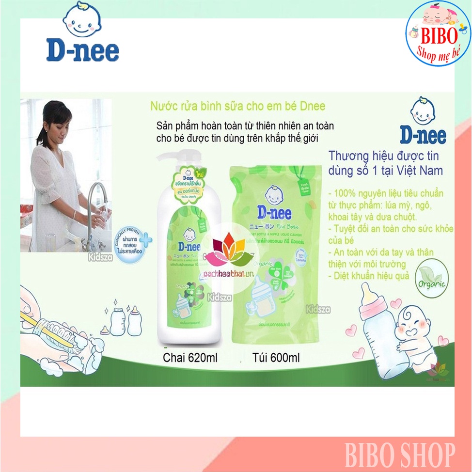 Nước Rửa Bình Sữa Dnee Rửa Rau Củ Và Phụ Kiện, An Toàn Cho Bé Dạng Chai Dnee Organic 620ml