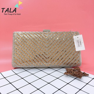 Ví hộp cầm tay đeo chéo dây mảnh cốp đá dự tiệc cao cấp