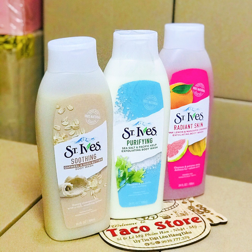 Sữa tắm ST.Ives yến mạch bơ, cam chanh, muối biển 709ml