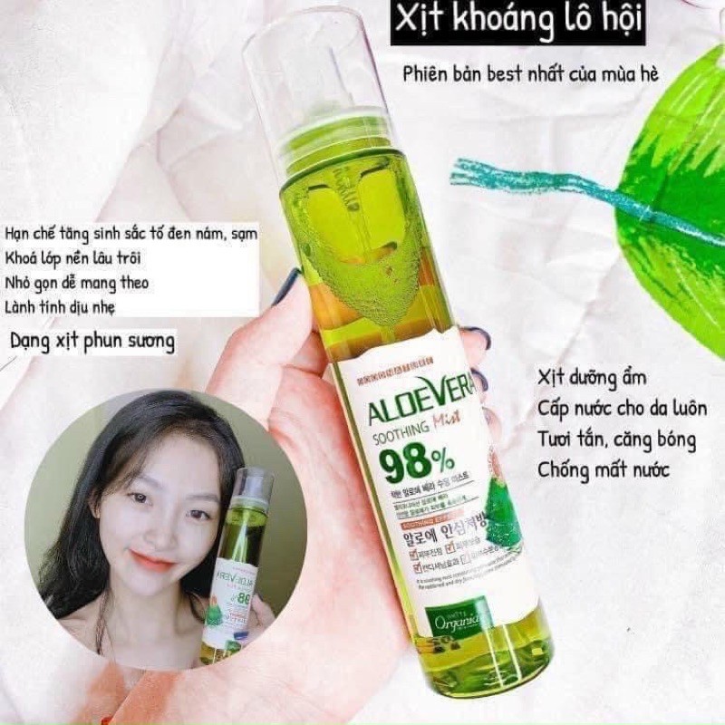 XỊT KHOÁNG LÔ HỘI NHA ĐAM Aloe Vera Sôthing- HÀN QUỐC- 118ml