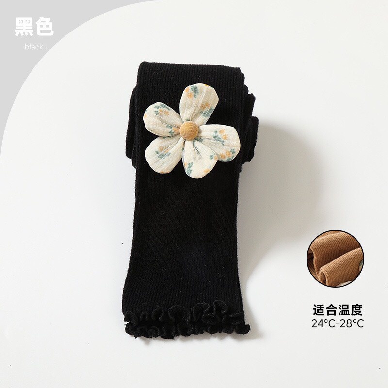 Quần tất len đính hoa cho bé gái, quần legging mặc cùng váy cho bé gái hàng quảng châu