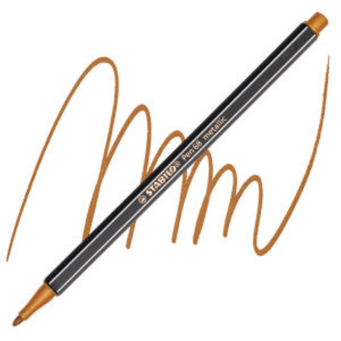 Bút lông nhũ Stabilo Pen 68 Metallic Marker – 1.4 mm – Màu đồng nhũ (Copper)