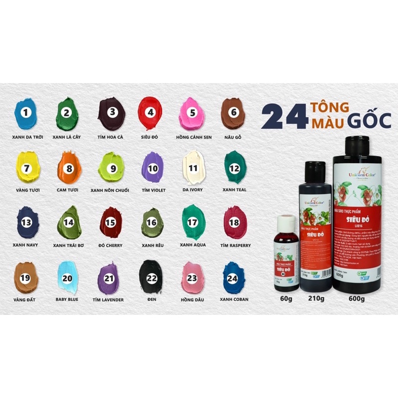 Màu thực phẩm Unicorn 60g (24 màu)