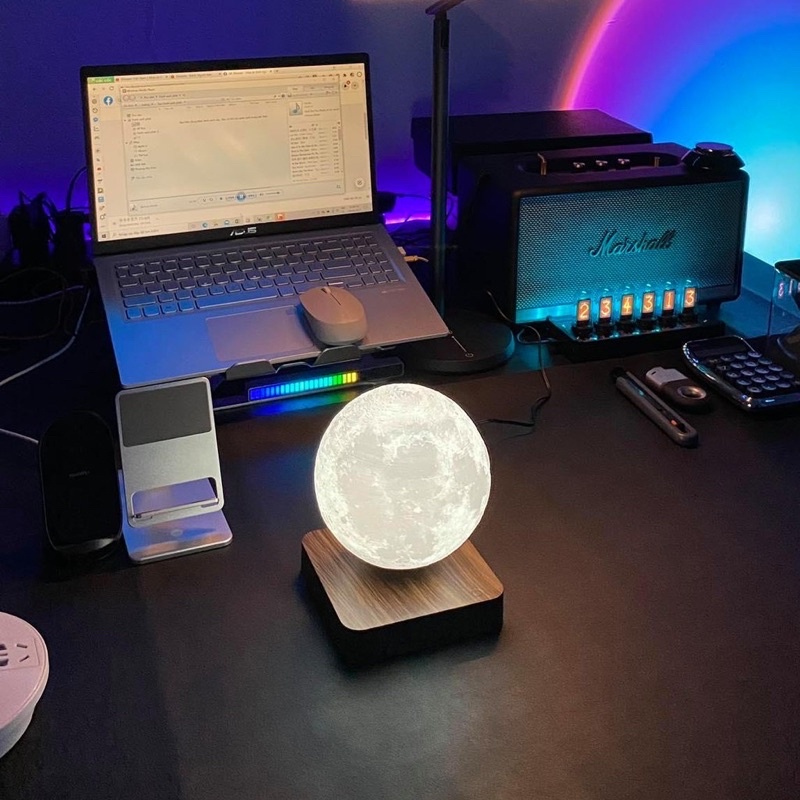 Quả Cầu Mặt Trăng Bay Lơ Lửng Đèn Trang Trí Phòng Làm Việc Phòng Ngủ Phòng khách