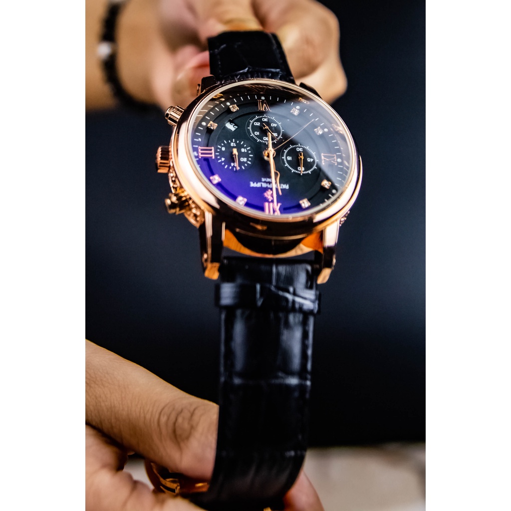 Đồng Hồ Nam dây da PATEK.PHILIP 6 kim Dáng Thể Thao Thời Trang Mặt Đen | BigBuy360 - bigbuy360.vn