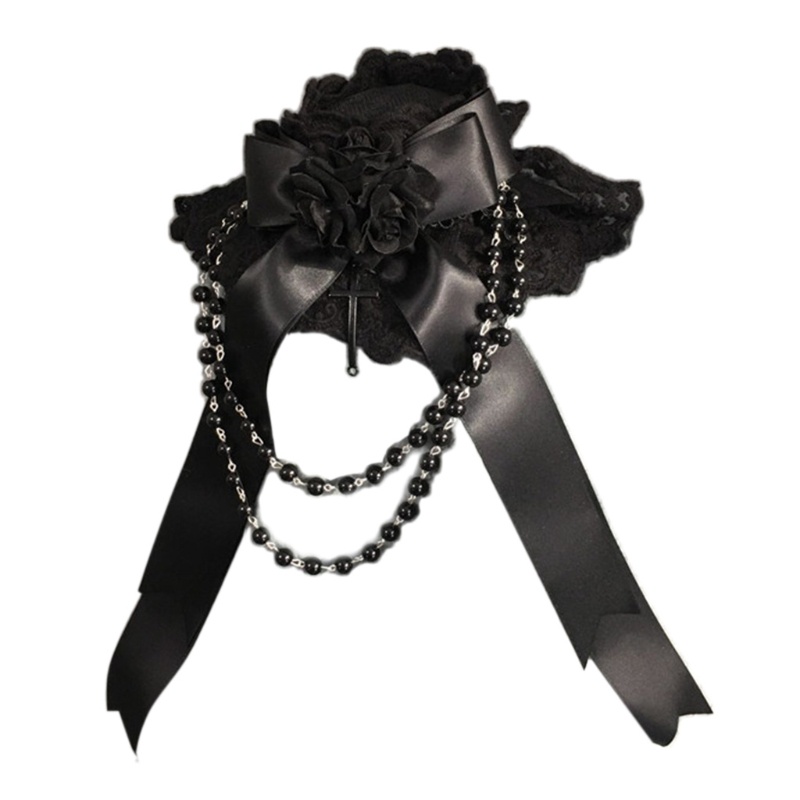 Nơ Cài Tóc Phối Ren Hoa Phong Cách Lolita Dành Cho Nữ