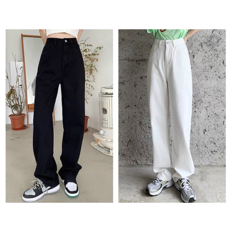 Quần jean trắng, quần bò ống suông nữ màu trắng ulzzang siêu cao BiGi Store Mã 38 | BigBuy360 - bigbuy360.vn