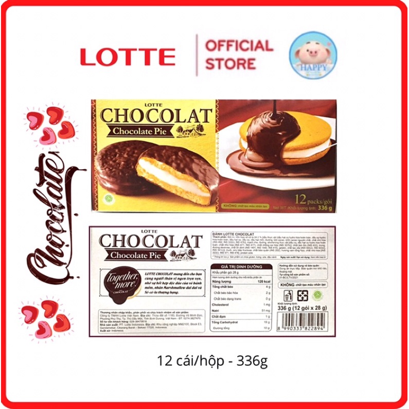 Bánh LOTTE CHOCOLAT Chocolate Pie hộp 168g/ 336g