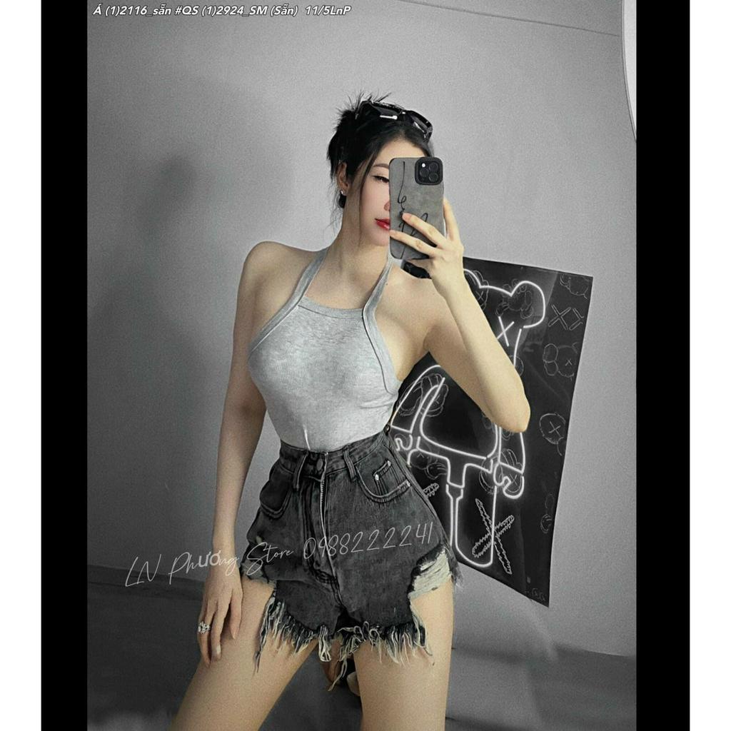 Áo 3 lỗ 2 dây kiểu mẫu mới trơn croptop cực hot , chất thun gân mềm mát