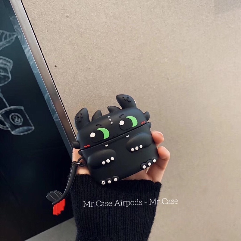 Case Airpods 1/2 /Pro/Ap3 Vỏ Ốp Tai Nghe Nhựa Dẻo Hình Case Rồng Răng Súng Trắng Đen - Mr.Case AirPods