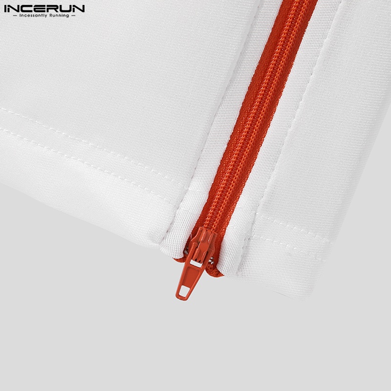 Set áo thun ba lỗ + quần short INCERUN có khóa kéo thời trang nam