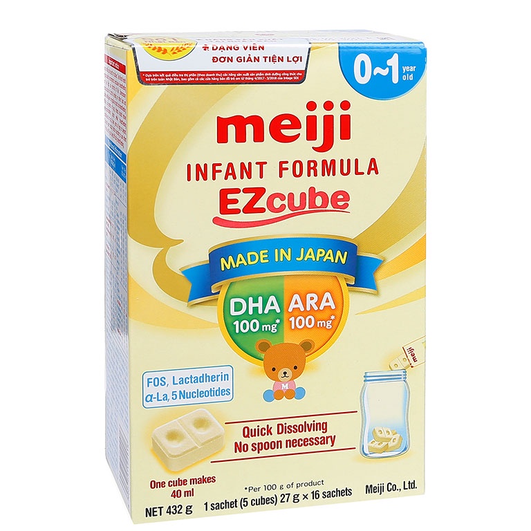 Sỉ 1 thùng ( 12 hộp ) Sữa bột Meiji Thanh Nhập Khẩu số 0 hộp 16 thanh (27g/thanh)
