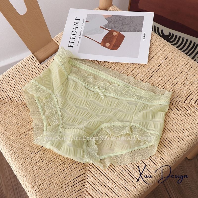 Quần lót nữ Wexuu quần lót Su cao cấp mặt nhăn phối ren co dãn mềm mại kháng khuẩn thông thoáng - QC94