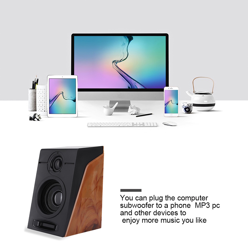 2pcs Mini Subwoofer Speakers Computer Bass Speakers Multimedia Speakers with Non-Slip Mat for Home Studio Desktop