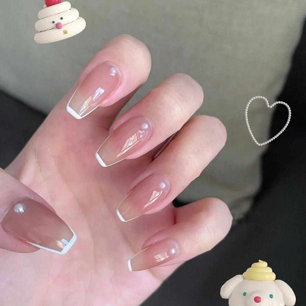CACTU Bộ 24 Móng Tay Giả Che Phủ Toàn Diện Tháo Rời Được Kiểu Pháp