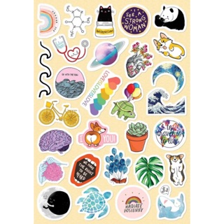Set sticker aesthetic A4 chống thấm