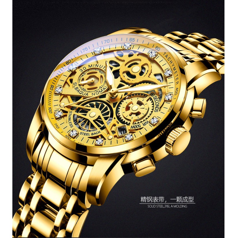 Đồng hồ nam dây thép giả cơ siêu đẹp RZY068