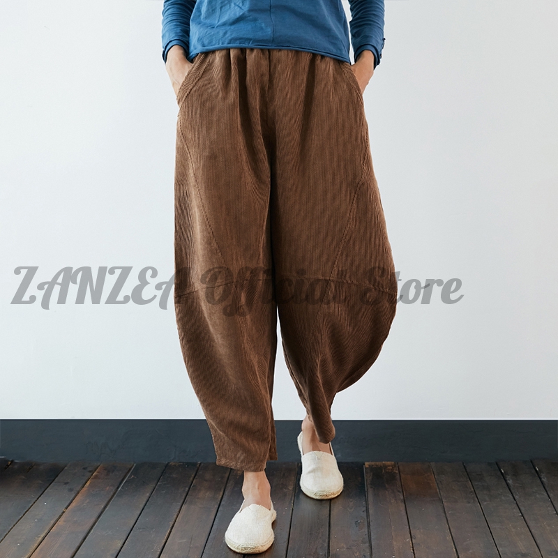 Quần Dài ZANZEA Dáng Rộng Phối Túi Thiết Kế Đơn Giản Phong Cách Vintage