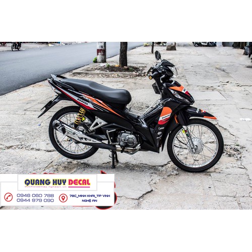 Tem trùm wave rsx đen cam repsol - Độ dán team trùm decal xe máy wave rsx đen cam repsol - Team trùm decal xe máy wave r