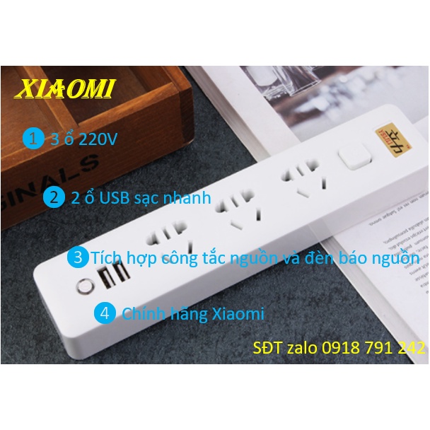 COMBO Ổ CẮM XIAOMI DÀI VÀ TRÒN 2500W, CÓ CỔNG USB SẠC NHANH ĐIỆN THOẠI, CHÍNH HÃNG XIAOMI