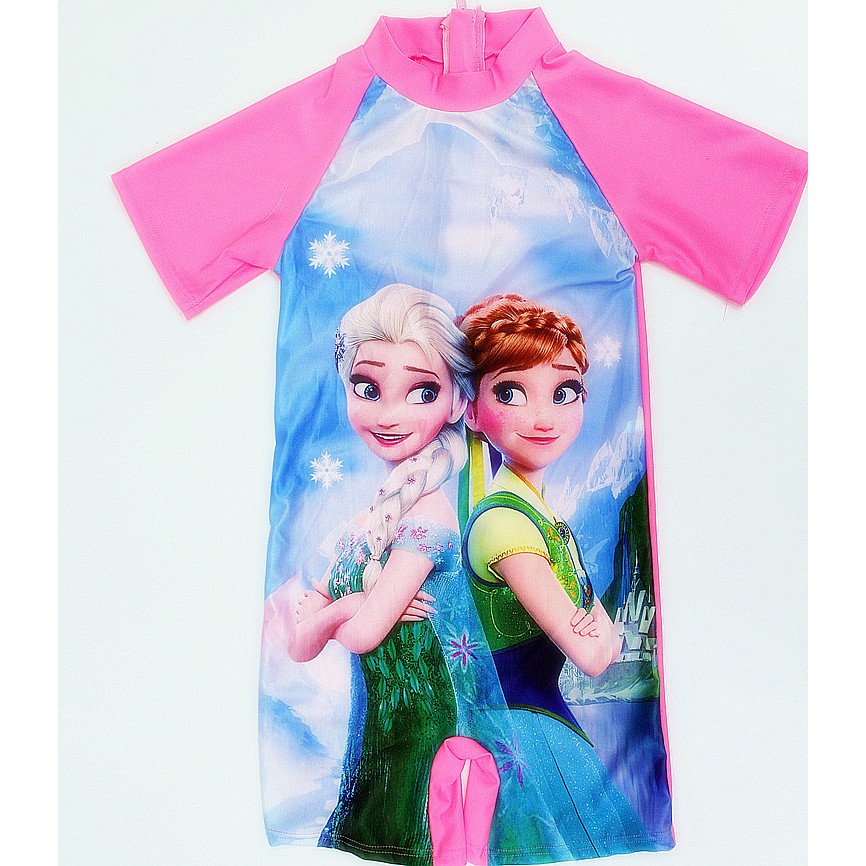 Đồ bơi một mảnh tay ngắn phong cách công chúa Elsa cho bé gái 2-11 tuổi