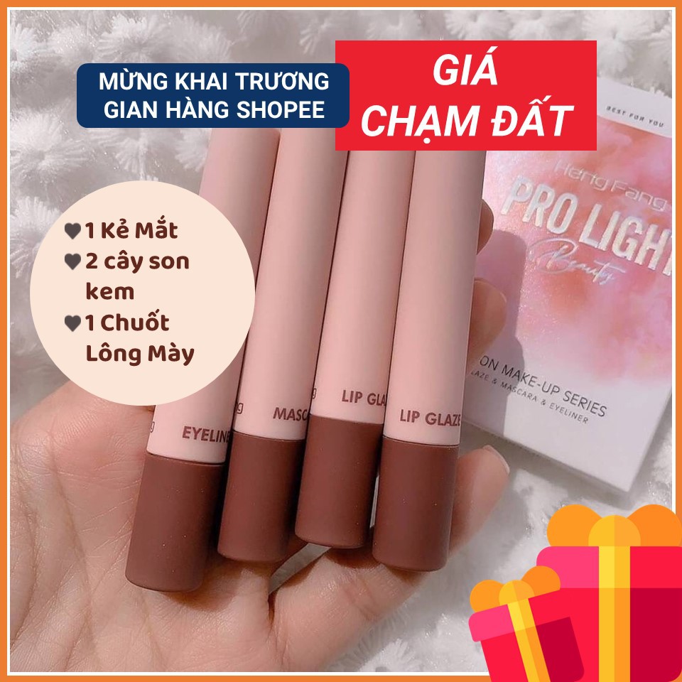 [GIẢM TOÀN BỘ SHOP] Set Trang Điểm 4 Món - 2Son,1Masscara,1 Kẻ Mắt - Nội địa Trung - Halo Shop mừng khai trương Shopee