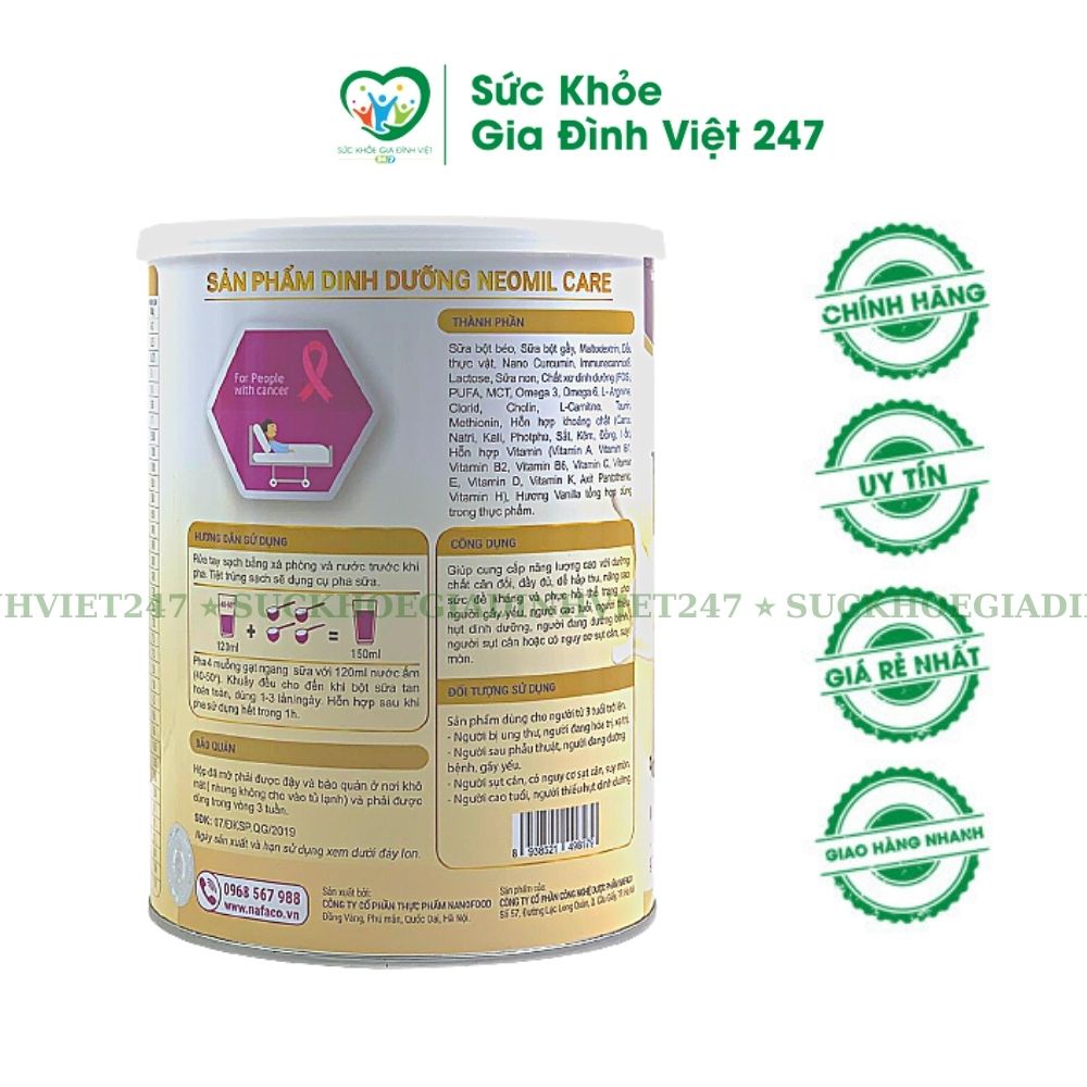 Sữa Neomil Care 900g - Sữa Bột Dinh Dưỡng Cho Người Ung Thư