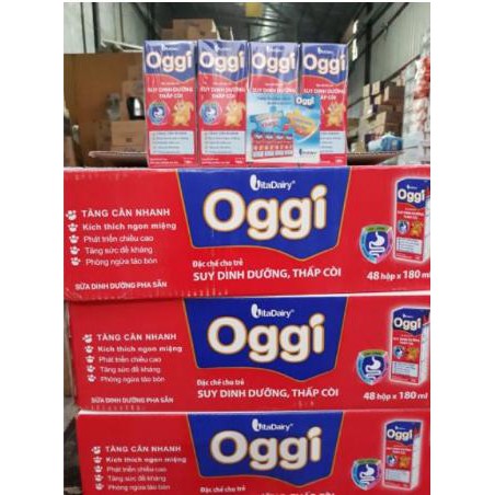 Date: 8 - 2022 1Thùng Sữa Bột Pha sẵn Suy Dinh Dưỡng OGGI 180ML (CHO BÉ BIẾNG ĂN TĂNG CÂN)