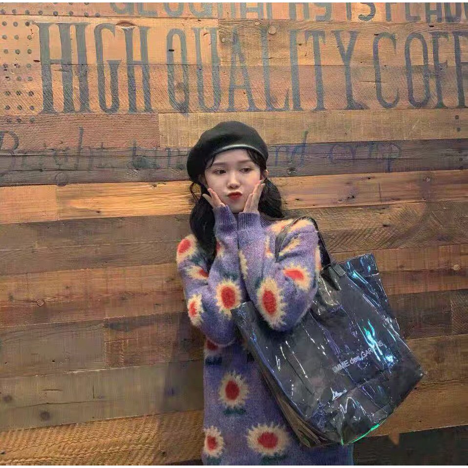 Áo len tím hoa hướng dương