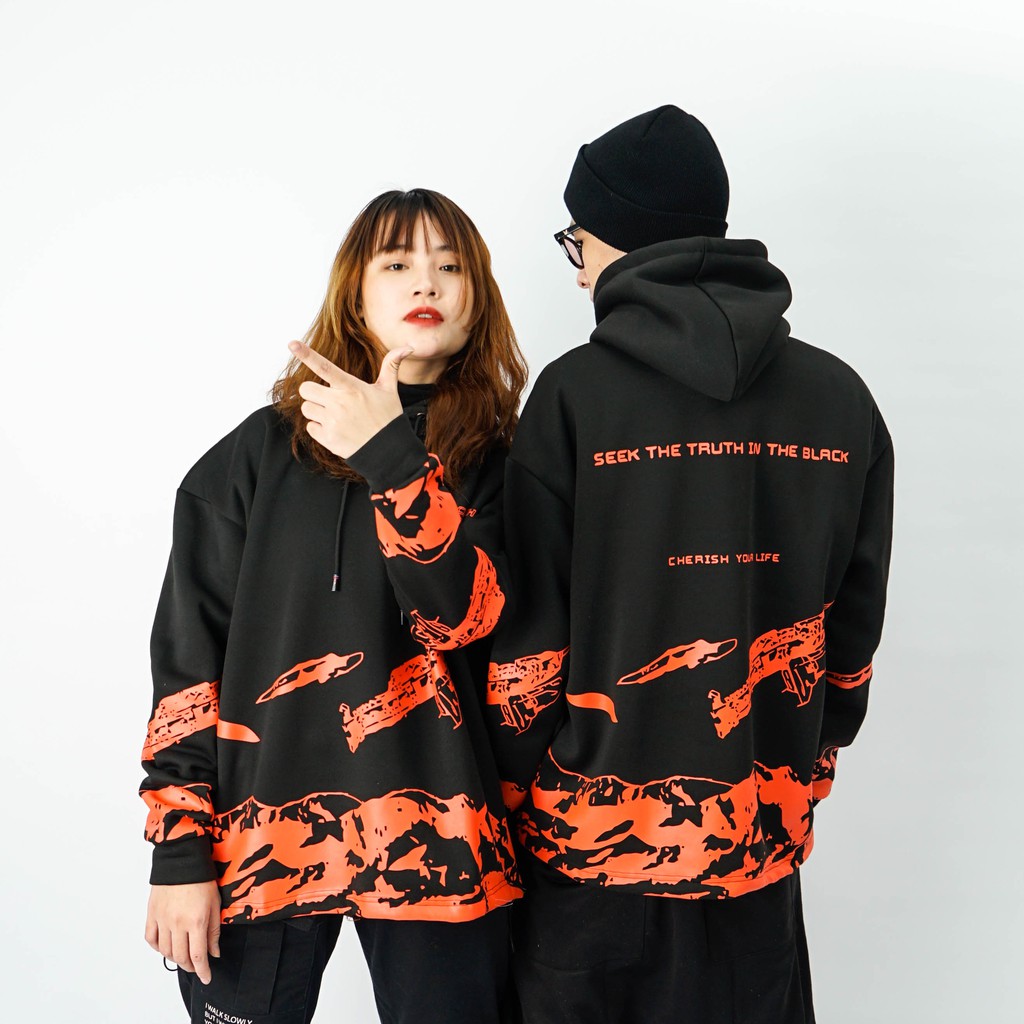 Áo khoác mũ Hoodie Unisex N7 BLACK TRUTH V2 nỉ bông cặp đôi nam nữ Oversize Ulzzang Hàn Quốc thu đông form rộng