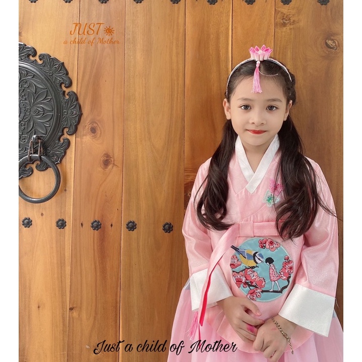 Váy Hanbok Bé gái, trang phục truyền thống, Vải gấm Sa Hàn dáng dài