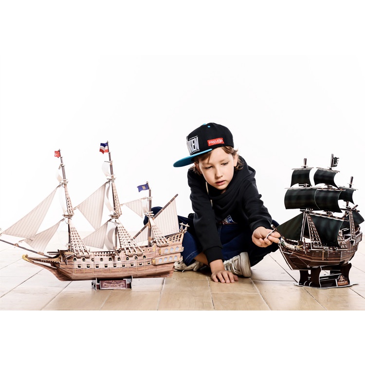 Bộ đồ chơi xếp hình lắp ráp mô hình tàu The Flying Dutchman 3D DIY bằng giấy cho bé