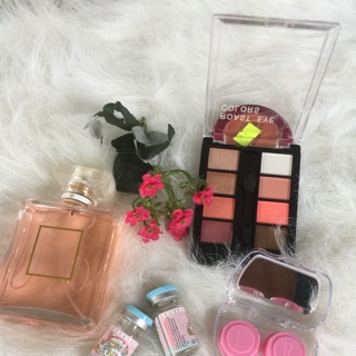 Combol lens không độ , phấn mắt, nước hoa ,khay lens