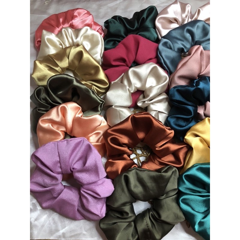 Xả hàng 100c cột tóc scrunchies màu trơn