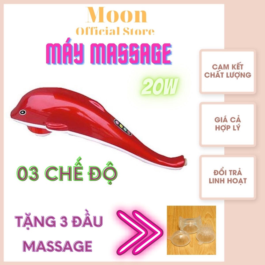 Máy massage cầm tay Gali 20w, điều chỉnh điện tử, 3 chế độ thư đấm bóp tự động, tặng 3 đầu mát sa, bảo hành 1 năm Moon