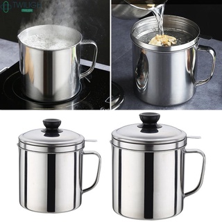 Filter Oil Pot Silver Stainless Steel Jug Storage Can Filter Cooking 1.2L/1.8L Oil Strainer Container Kitchen Tools New