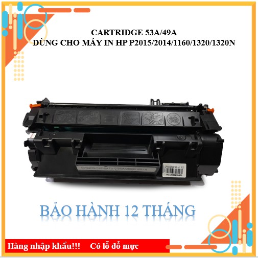 HỘP MỰC MÁY IN  53A 49A - DÙNG CHO MÁY IN HP P2015/2014/1160/1320/1320N CANON 3300 - Hộp mực 308 - C